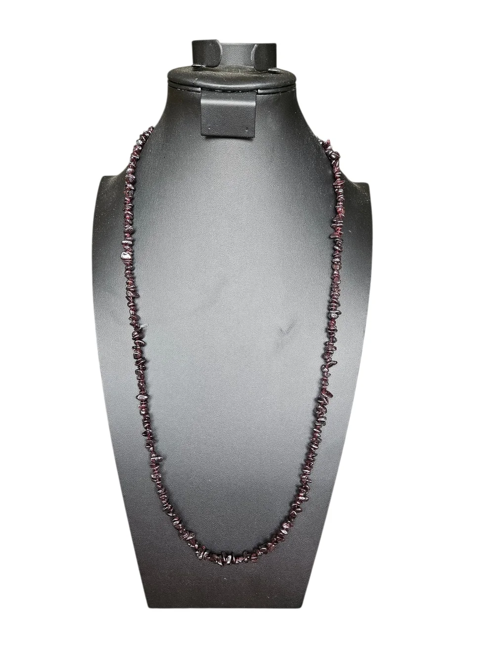 Handmade Dark Garnet Chip Bead Necklace - Elegant Deep Red Women’s Jewelry 30